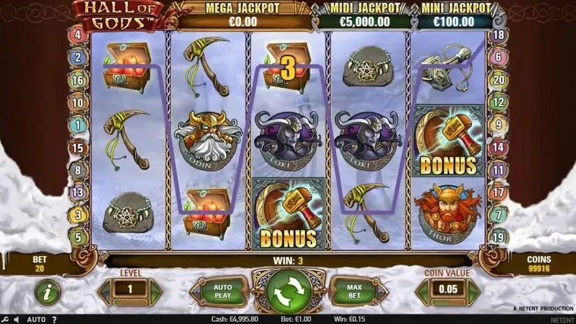 Hall of Gods slot screenshot 