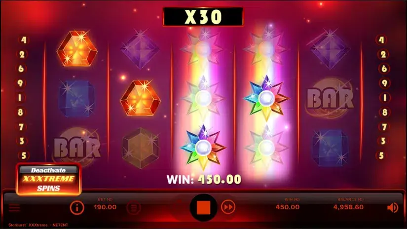 Starburst XXXtreme slot screenshot 4