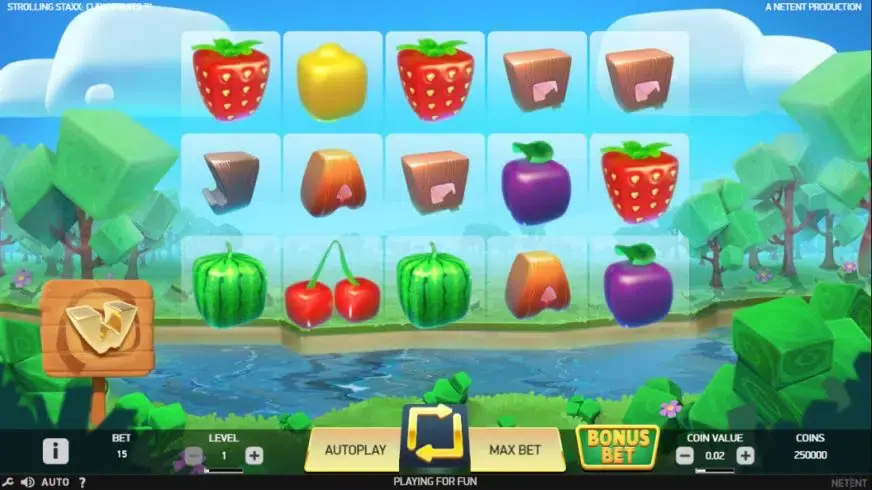 Strolling Staxx Cubic Fruits slot screenshot 1