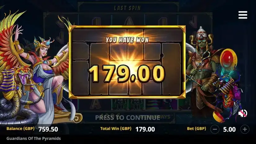 Guardians of the Pyramids slot screenshot 