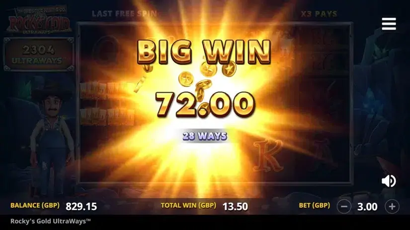Rocky’s Gold Ultraways slot screenshot 