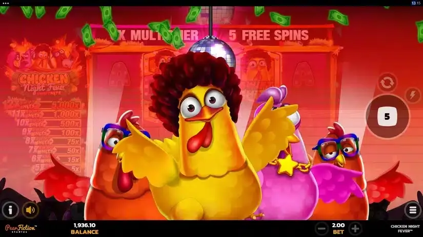 Chicken Night Fever slot screenshot 4