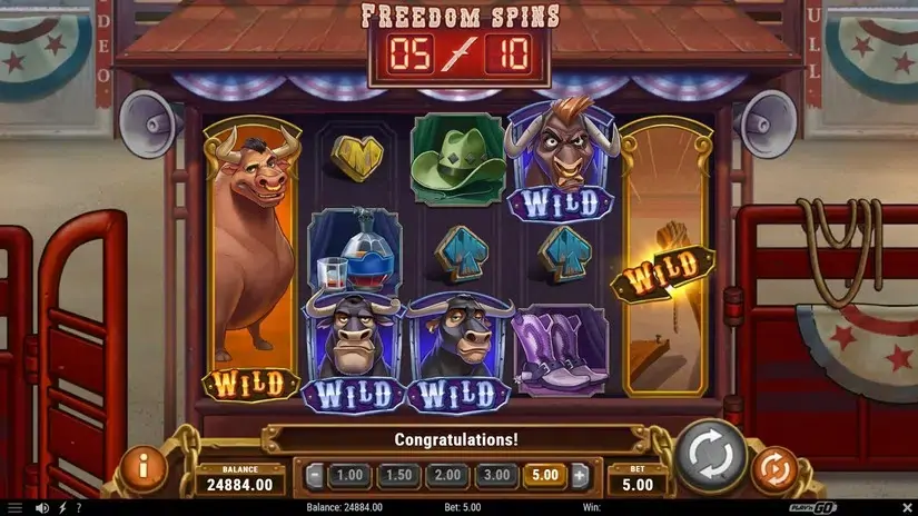 Bull in a Rodeo slot screenshot 