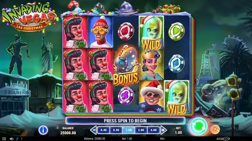 Invading Vegas: Las Christmas slot screenshot 