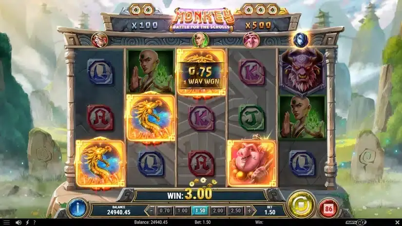 Monkey: Battle for the Scrolls slot screenshot 4