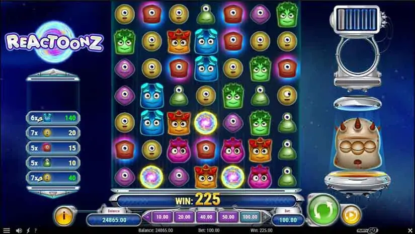 Reactoonz slot screenshot 