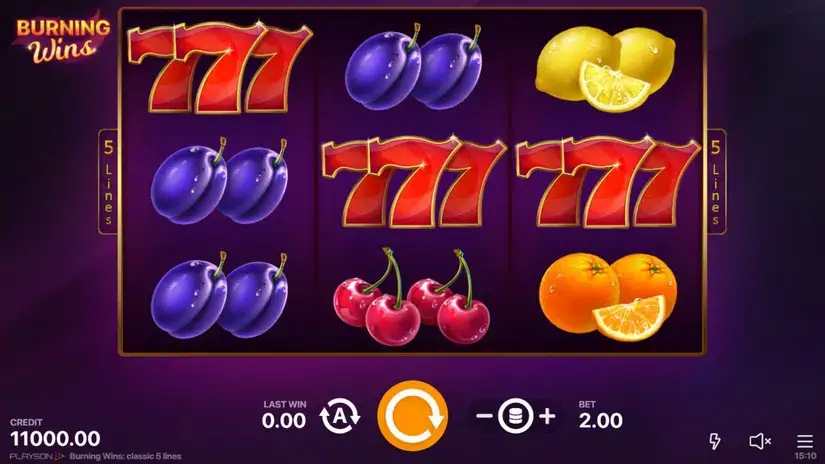 Burning Wins: classic 5 lines slot screenshot 