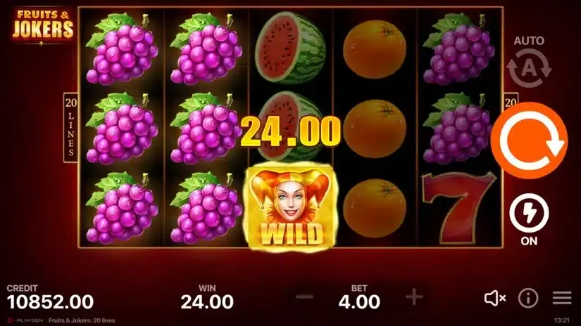Fruits & Jokers: 20 lines slot screenshot 2