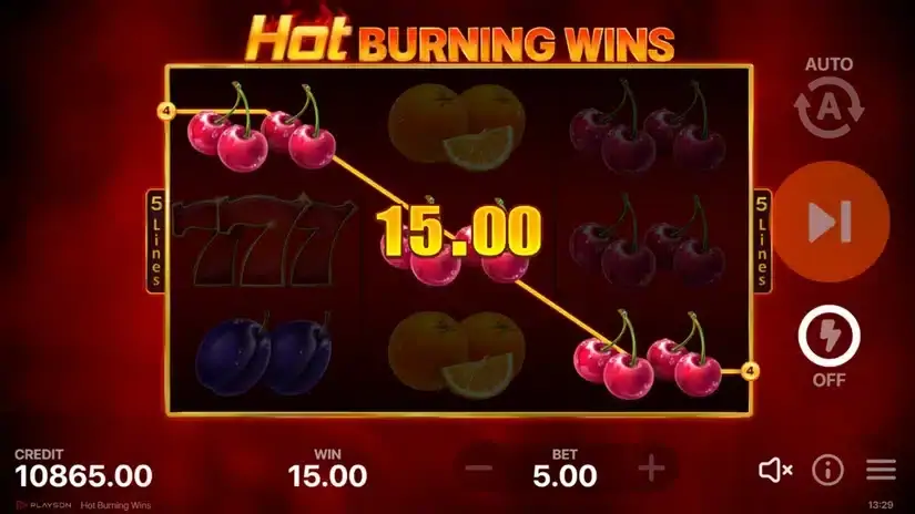 Hot Burning Wins slot screenshot 2