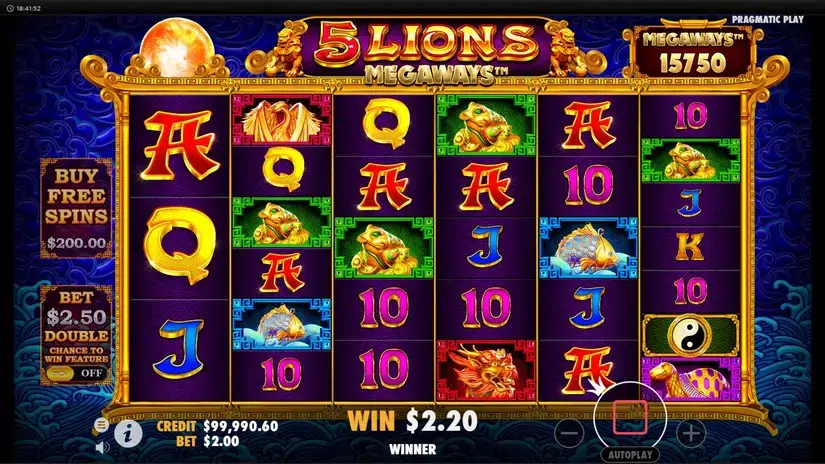 5 Lions Megaways slot screenshot 2