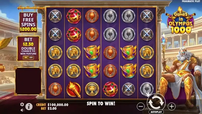 Games in Olympus 1000 slot screenshot 