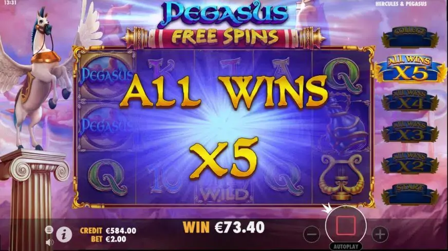 Hercules and Pegasus slot screenshot 