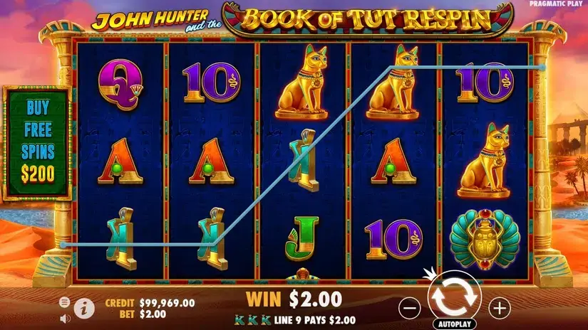 John Hunter and the Book of Tut Respin slot screenshot 2