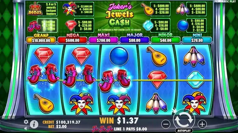 Joker’s Jewels Cash slot screenshot 3