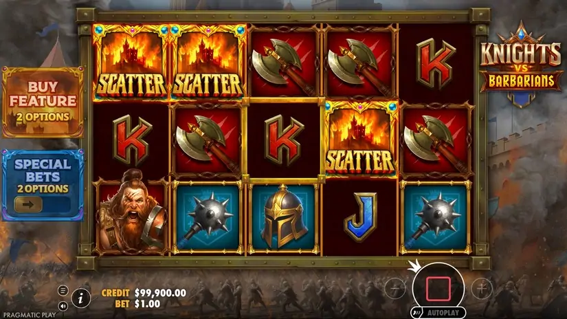 Knights vs Barbarians slot screenshot 2