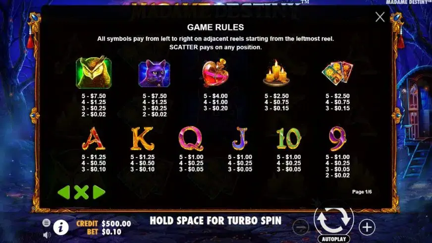 Madame Destiny slot screenshot 