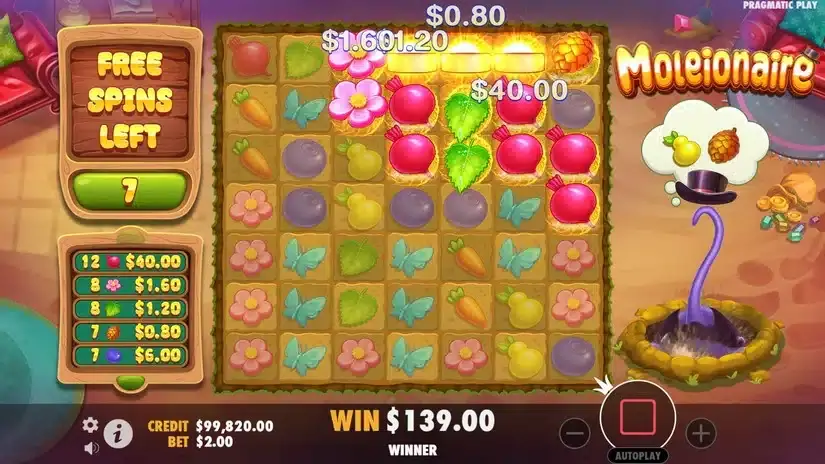 Moleionaire slot screenshot 