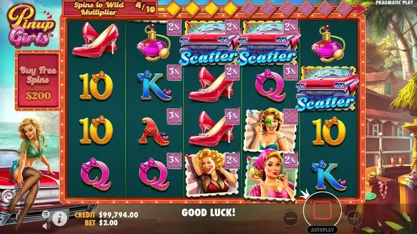 Pinup Girls slot screenshot 2