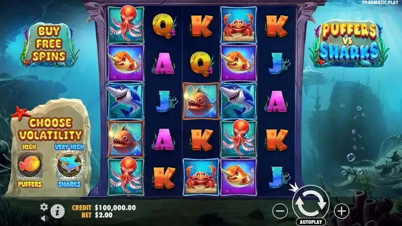 Puffers Vs Sharks slot screenshot 