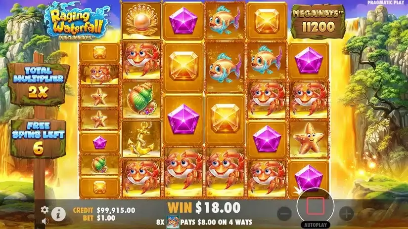 Raging Waterfall Megaways slot screenshot 