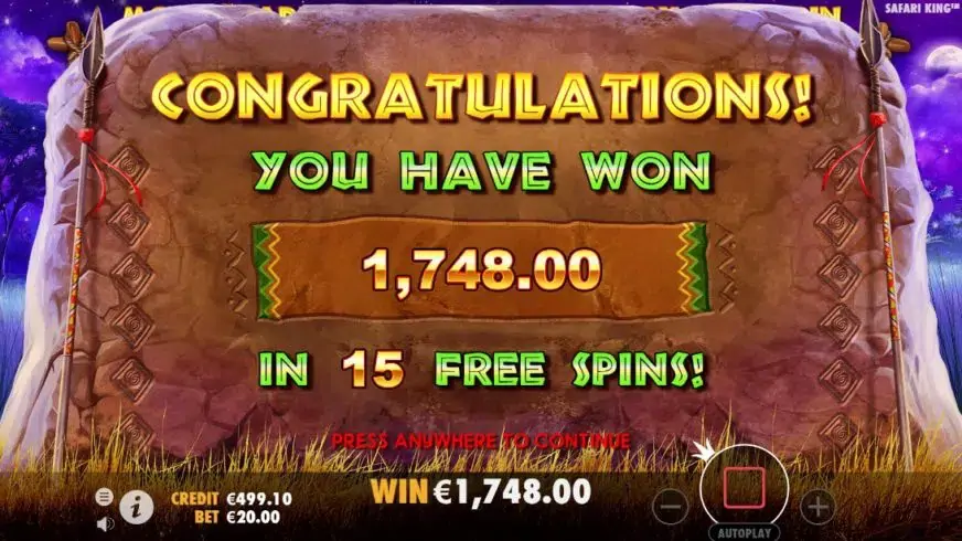 Safari King slot screenshot 