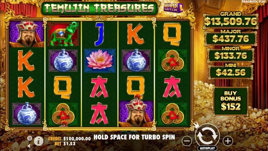 Temujin Treasures slot screenshot 