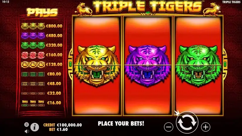 Triple Tigers slot screenshot 1