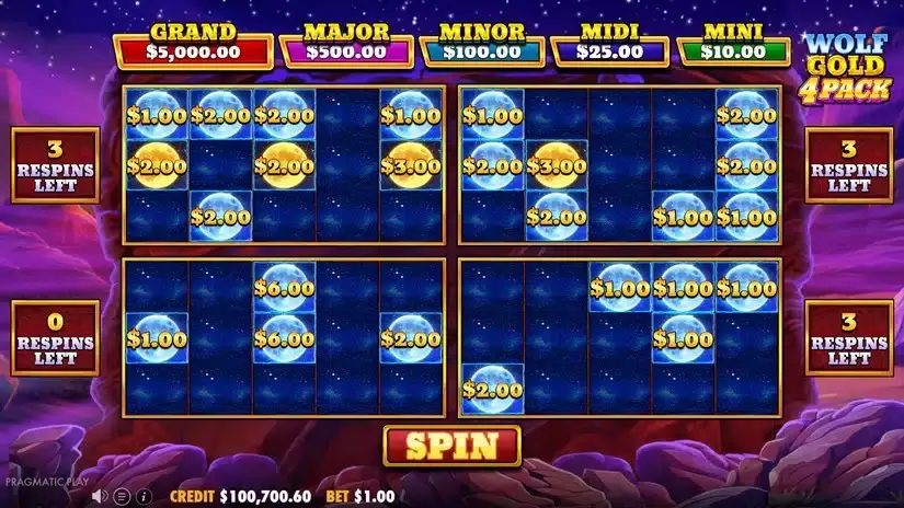 Wolf Gold 4 Pack slot screenshot 