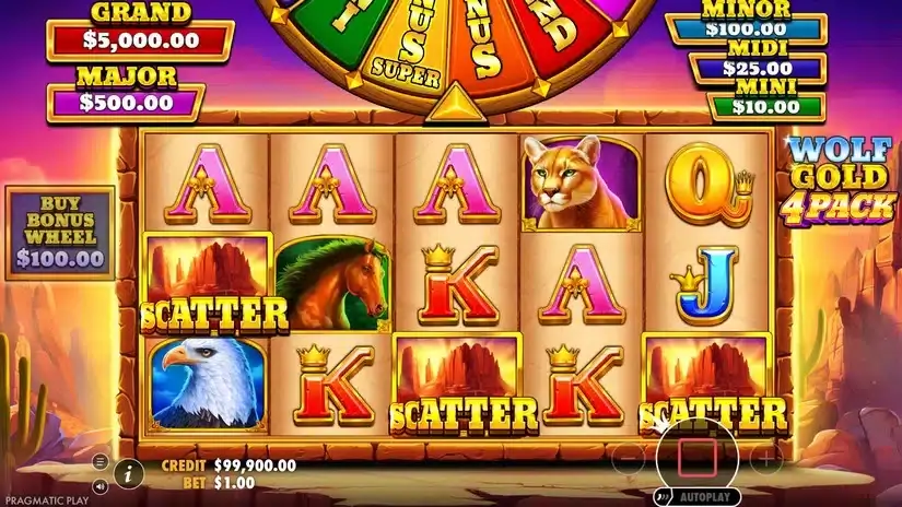 Wolf Gold 4 Pack slot screenshot 2