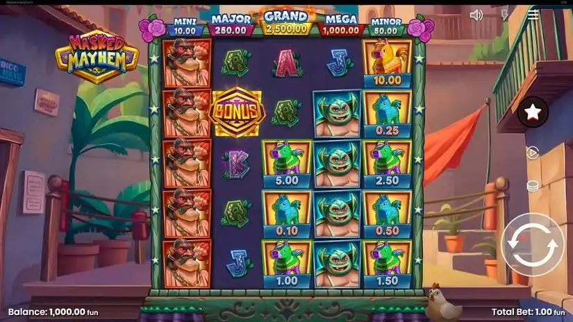 Masked Mayhem slot screenshot 