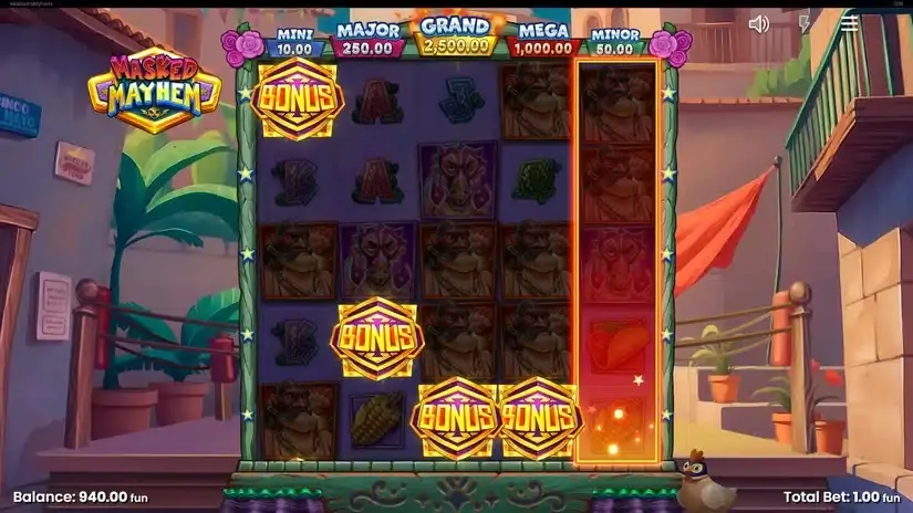 Masked Mayhem slot screenshot 2