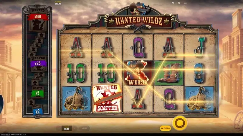 Wanted Wildz slot screenshot 2