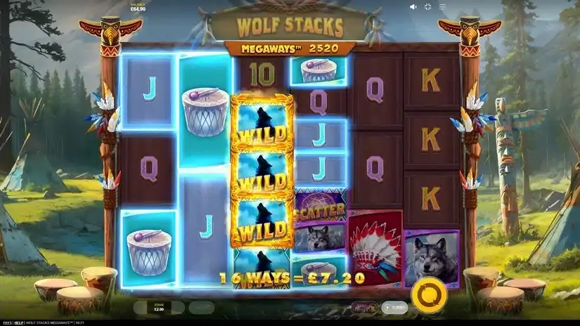 Wolf Stacks Megaways slot screenshot 
