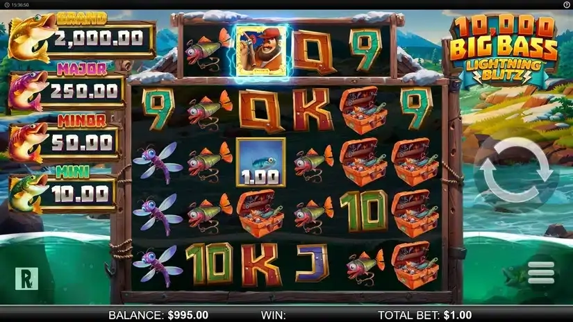 10,000 Big Bass Lightning Blitz slot screenshot 2