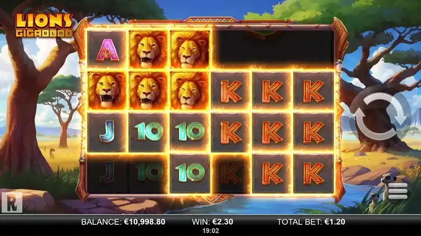 Lions GigaBlox slot screenshot 2