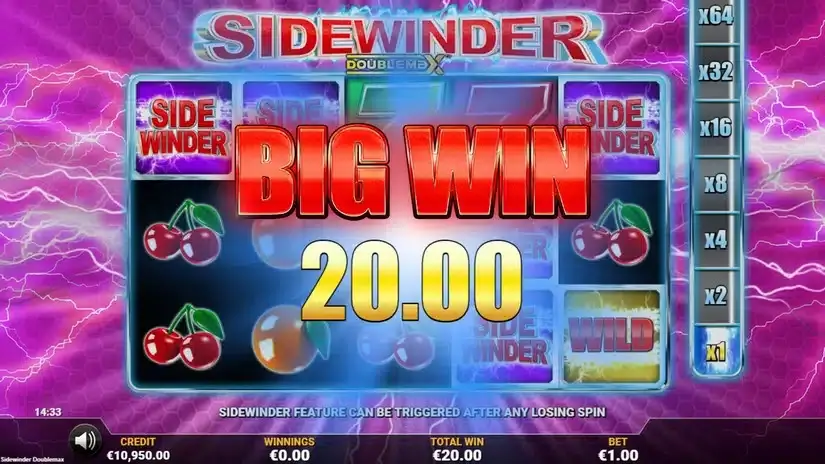 Sidewinder DoubleMax slot screenshot 
