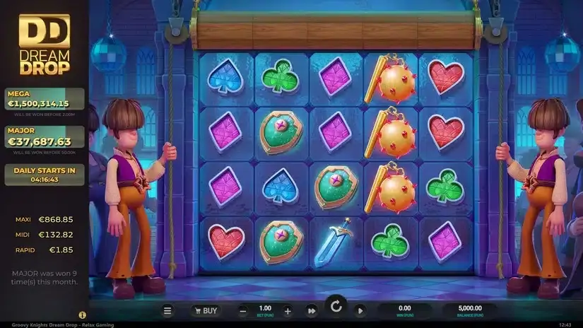 Groovy Knights Dream Drop slot screenshot 