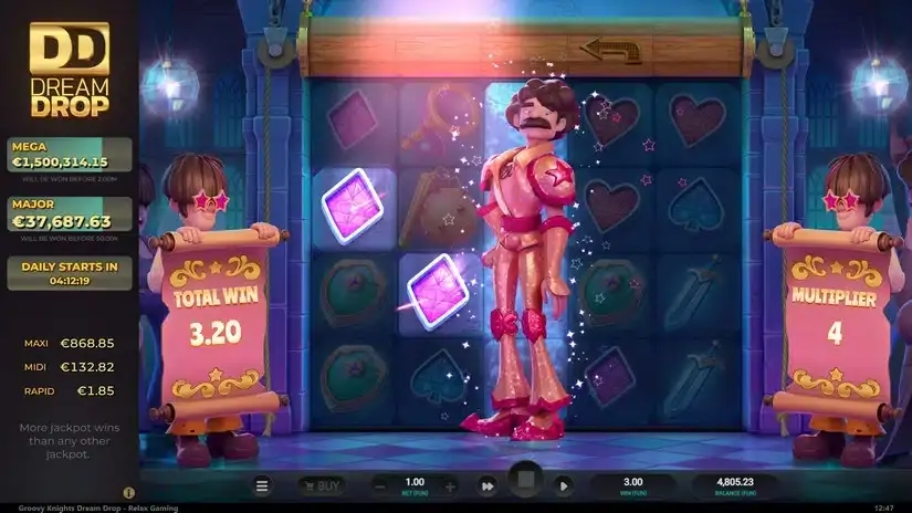 Groovy Knights Dream Drop slot screenshot 