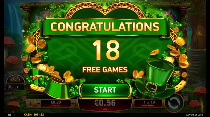 Clovers of Luck slot screenshot 3