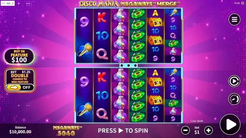 Disco Mania Megaways Merge slot screenshot 1