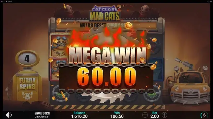 Cat Clans 2 Mad Cats slot screenshot 