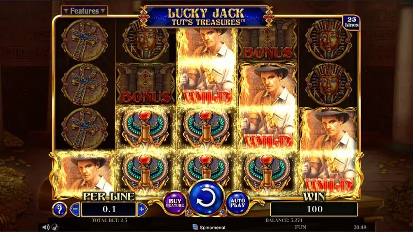 Lucky Jack Tuts Treasures slot screenshot 4