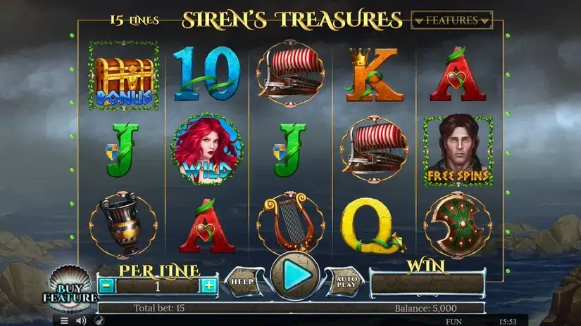 Sirens Treasures 15 Lines Edition slot screenshot 1