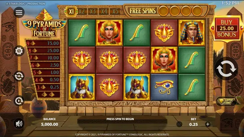 9 Pyramids of Fortune slot screenshot 