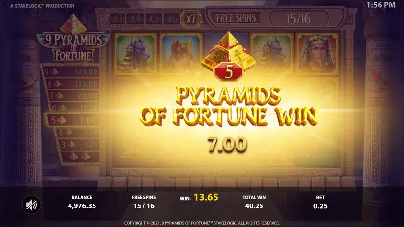 9 Pyramids of Fortune slot screenshot 