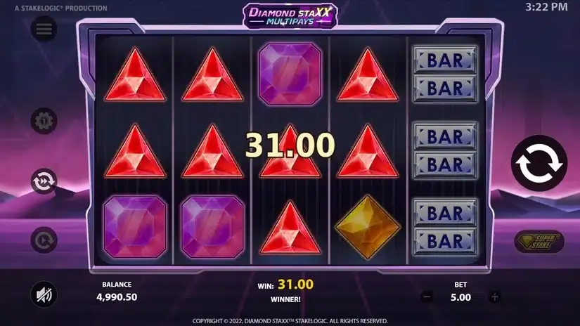 Diamond Staxx Multipays slot screenshot 3