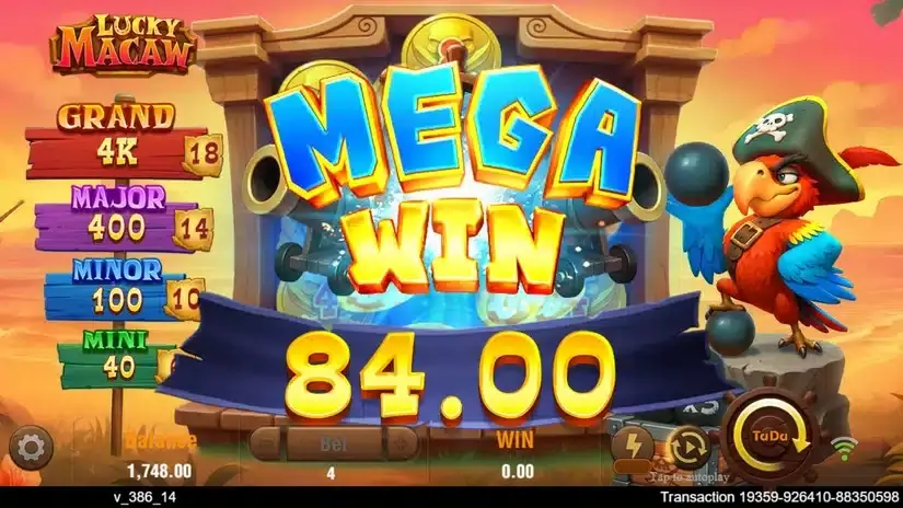 Lucky Macaw slot screenshot 