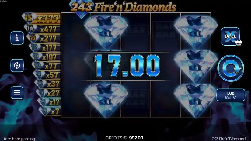 243 Fire’n’Diamonds slot screenshot 2