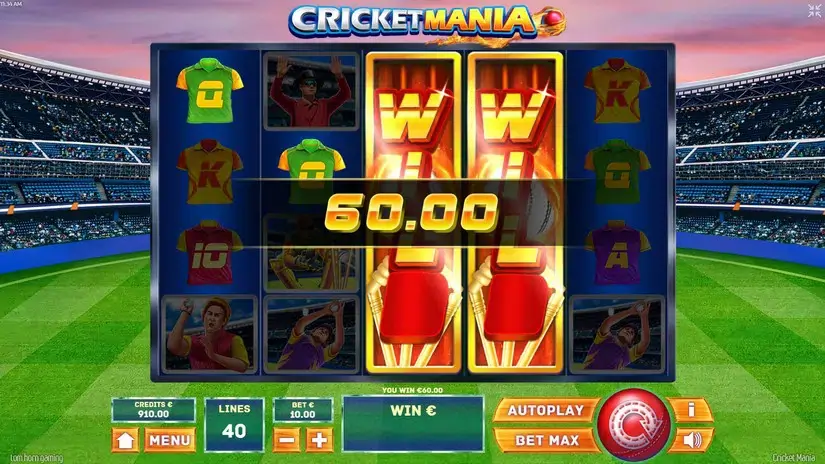 Cricket Mania slot screenshot 2