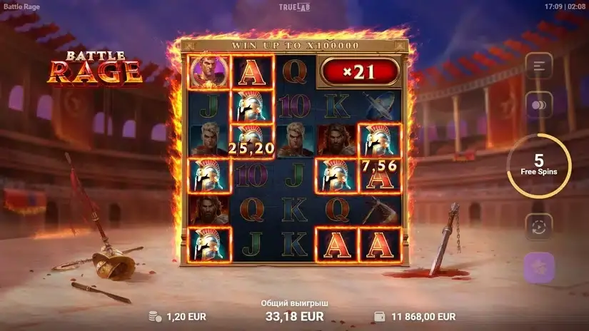 Battle Rage slot screenshot 